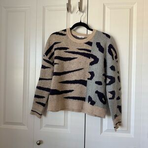 THML Beige and Navy Patterned Sweater
